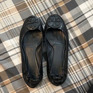 Tory Burch Black Patent Logo Ballet Flats